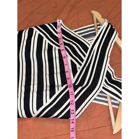 MAEVE Anthropologie Black & White Striped Fit & Flar Crosswise Flare Dress 0 - Picture 6 of 9
